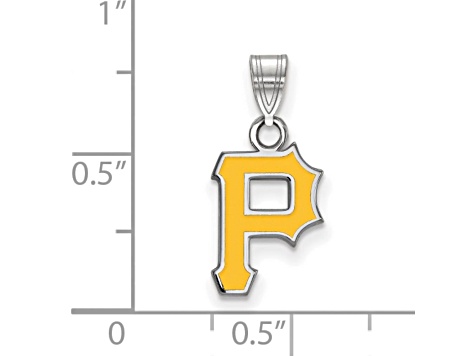 Rhodium Over Sterling Silver MLB Pittsburgh Pirates LogoArt Enameled Pendant