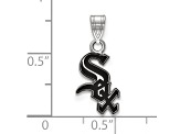 Rhodium Over Sterling Silver MLB Chicago White Sox LogoArt Enameled Pendant