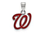 Rhodium Over Sterling Silver MLB Washington Nationals LogoArt Enameled Pendant