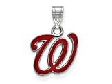 Rhodium Over Sterling Silver MLB Washington Nationals LogoArt Enameled Pendant