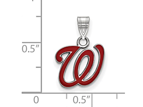 Rhodium Over Sterling Silver MLB Washington Nationals LogoArt Enameled Pendant