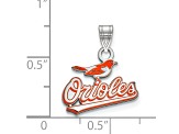 Rhodium Over Sterling Silver MLB Baltimore Orioles LogoArt Enameled Pendant