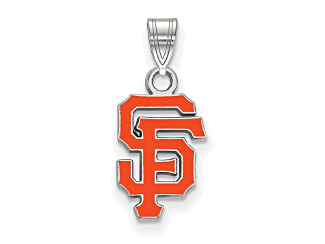 Rhodium Over Sterling Silver MLB San Francisco Giants LogoArt Enameled Pendant