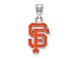 Rhodium Over Sterling Silver MLB San Francisco Giants LogoArt Enameled Pendant