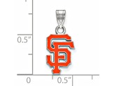 Rhodium Over Sterling Silver MLB San Francisco Giants LogoArt Enameled Pendant