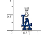 Rhodium Over Sterling Silver MLB Los Angeles Dodgers LogoArt Enameled Pendant
