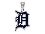 Rhodium Over Sterling Silver MLB Detroit Tigers LogoArt Enameled Pendant