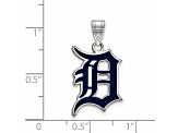 Rhodium Over Sterling Silver MLB Detroit Tigers LogoArt Enameled Pendant