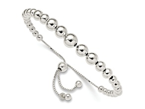 Sterling Silver Graduated Beads Adjustable Bracelet