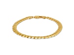 Unisex 14K Yellow Gold Over Sterling Silver Diamond Cut Curb Link Bracelet