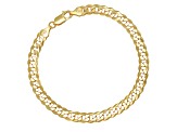 Unisex 14K Yellow Gold Over Sterling Silver Diamond Cut Curb Link Bracelet
