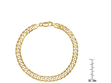 Unisex 14K Yellow Gold Over Sterling Silver Diamond Cut Curb Link Bracelet