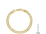 Unisex 14K Yellow Gold Over Sterling Silver Diamond Cut Curb Link Bracelet
