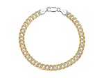 Unisex 18K Two-tone Gold Over Sterling Silver Diamond Cut Curb Link Bracelet