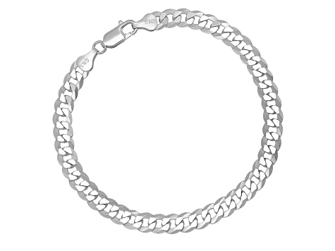 Unisex Sterling Silver Diamond Cut Curb Link Bracelet