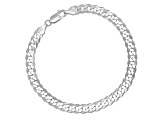 Unisex Sterling Silver Diamond Cut Curb Link Bracelet