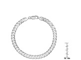 Unisex Sterling Silver Diamond Cut Curb Link Bracelet