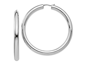 Rhodium Over Sterling Silver 2 3/16" Tube Hoop Earrings