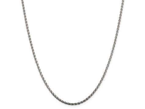 Sterling Silver 2mm Diamond-cut Spiga Chain Necklace