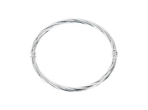 Sterling Silver 4 mm Twisted Oval Hinged Bangle