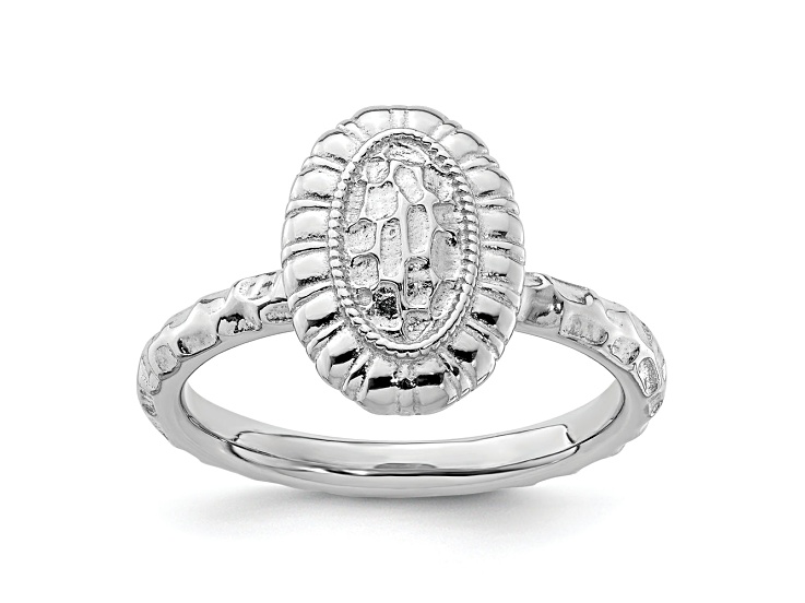 Sterling Silver Stackable Expressions Rhodium-plated Oval Ring
