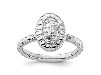 Picture of Sterling Silver Stackable Expressions Rhodium-plated Oval Ring