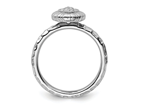 Sterling Silver Stackable Expressions Rhodium-plated Oval Ring