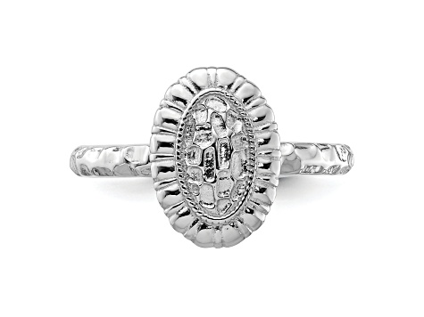 Sterling Silver Stackable Expressions Rhodium-plated Oval Ring