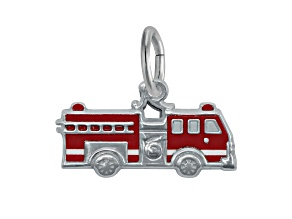 Rhodium Over Sterling Silver Firetruck - Painted Measures Approx 11.43mm x 20.6mm