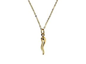 14K Yellow Gold Over Sterling Silver Polished Lucky Horn Pendant With Chain