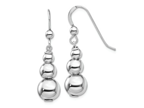 Rhodium Over Sterling Silver Graduated Beads Dangle Earrings