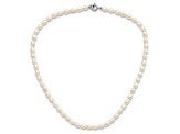 Rhodium Over Sterling Silver 4-5mm White Rice FWC Pearl Children's Necklace