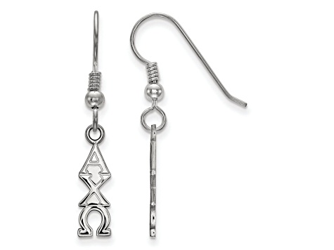 Rhodium Over Sterling Silver LogoArt Alpha Chi Omega Small Dangle Earrings