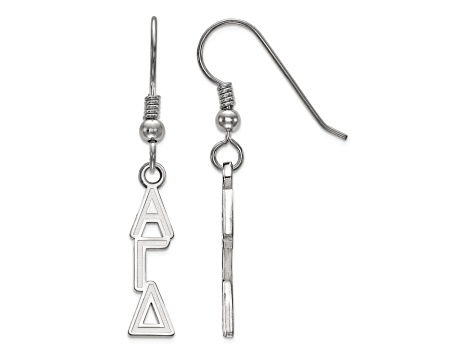 Rhodium Over Sterling Silver LogoArt Alpha Gamma Delta Small Dangle Earrings