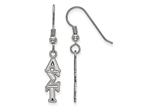 Rhodium Over Sterling Silver LogoArt Alpha Sigma Tau Small Dangle Earrings