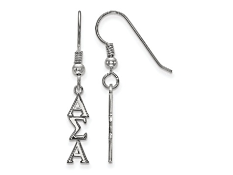 Rhodium Over Sterling Silver LogoArt Alpha Sigma Alpha Small Dangle Earrings