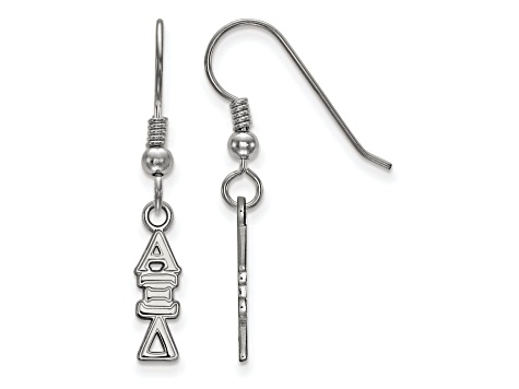 Rhodium Over Sterling Silver LogoArt Alpha Xi Delta Small Dangle Earrings