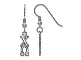 Rhodium Over Sterling Silver LogoArt Chi Omega Small Dangle Earrings