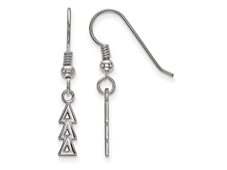 Rhodium Over Sterling Silver LogoArt Delta Delta Delta Small Dangle Earrings