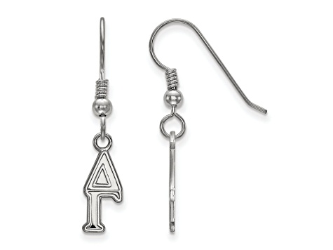 Rhodium Over Sterling Silver LogoArt Delta Gamma Small Dangle Earrings