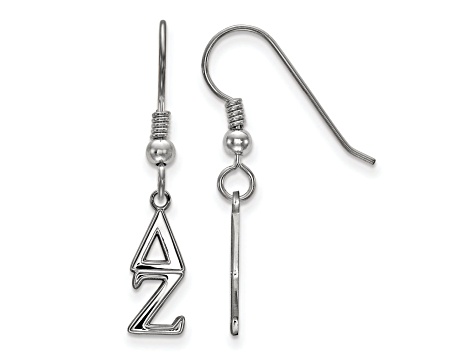 Rhodium Over Sterling Silver LogoArt Delta Zeta Small Dangle Earrings