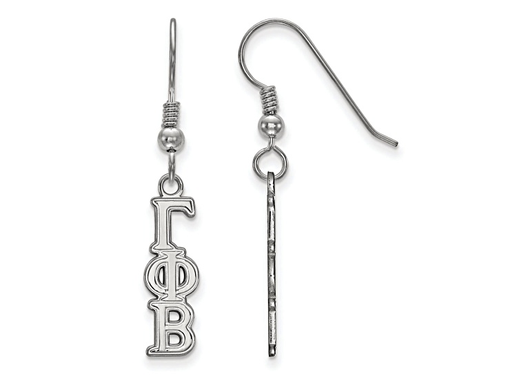 Rhodium Over Sterling Silver LogoArt Gamma Phi Beta Small Dangle Earrings
