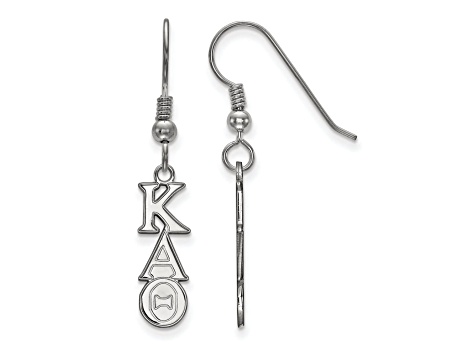 Rhodium Over Sterling Silver LogoArt Kappa Alpha Theta Small Dangle Earrings