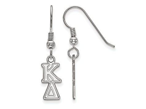 Rhodium Over Sterling Silver LogoArt Kappa Delta Small Dangle Earrings