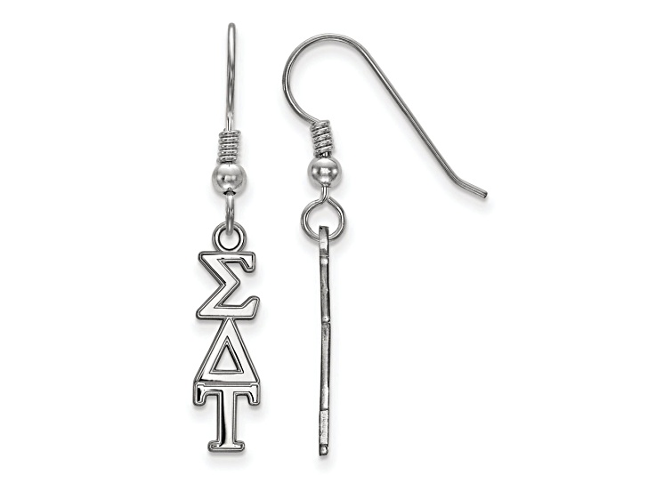 Rhodium Over Sterling Silver LogoArt Sigma Delta Tau Small Dangle Earrings