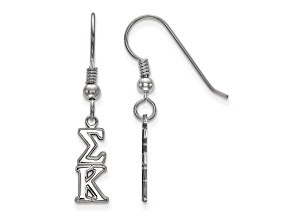 Rhodium Over Sterling Silver LogoArt Sigma Kappa Small Dangle Earrings