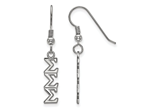 Rhodium Over Sterling Silver LogoArt Sigma Sigma Sigma Small Dangle Earrings