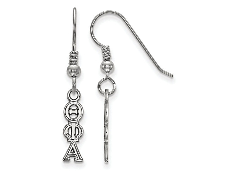 Rhodium Over Sterling Silver LogoArt Theta Phi Alpha Small Dangle Earrings