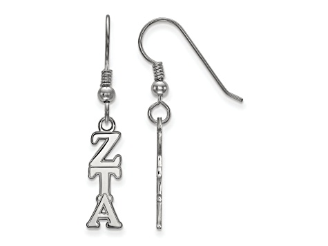 Rhodium Over Sterling Silver LogoArt Zeta Tau Alpha Small Dangle Earrings