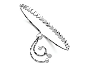 Sterling Silver Polished Heart Bolo Bracelet
